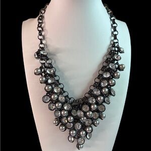Sophisticated Black and Silver Statement Necklace